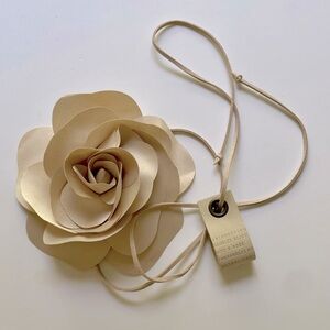 Anthropologie bits & bobs rose tie wrap on attached suede cord by Serafina NWT